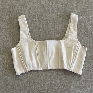 7 For All Mankind Beige Square-Neck Crop Top